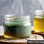 Home 21 친환경 비누 만들기 - A beautifully arranged artisan soap-making scene on a rustic wooden table featuring natural ingredie...